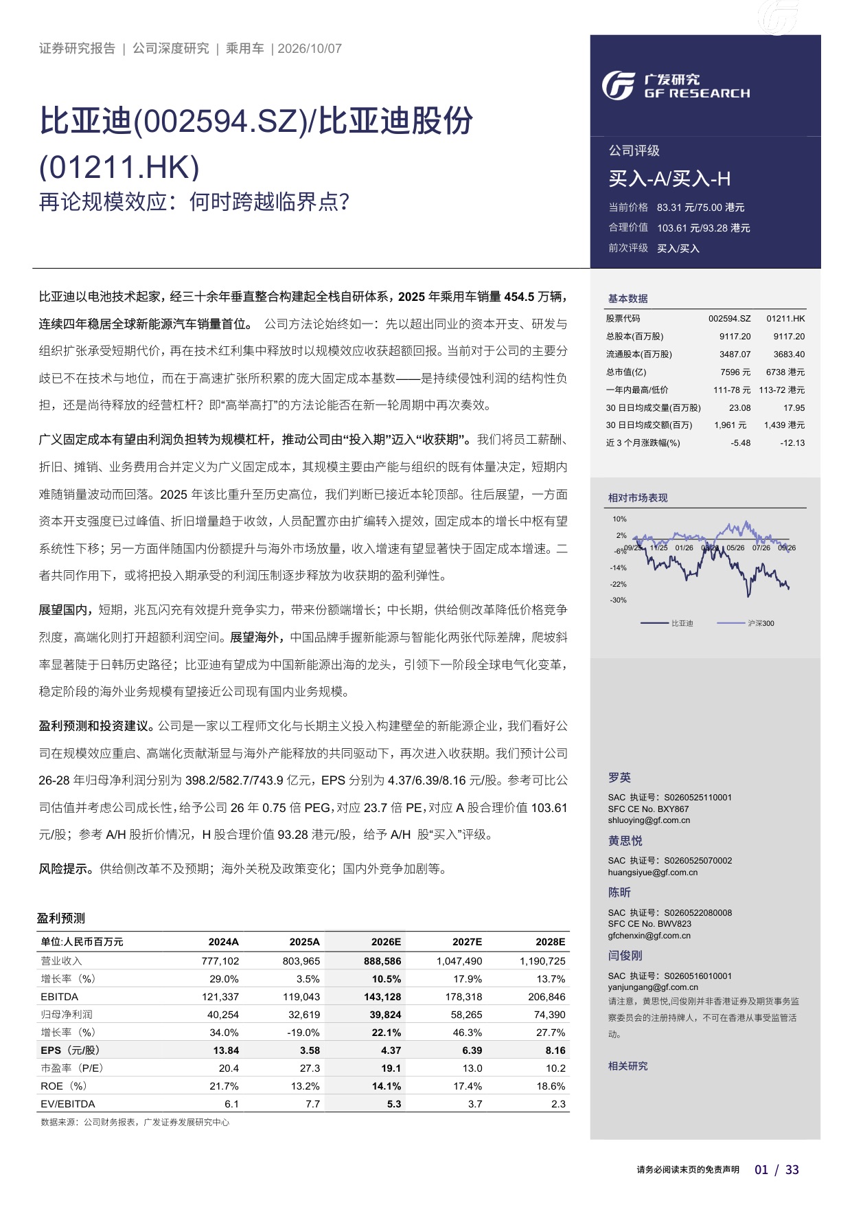 2522亿固定成本压顶，比亚迪的利润拐点近了